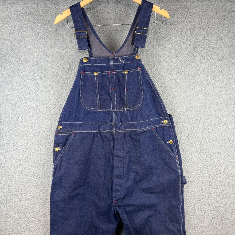 Vintage Union Made Denim Bib Overalls Mens Dark Wash Indigo Workwear Pants